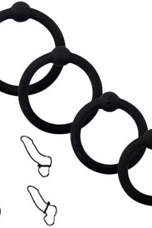 Penis Rings Set With 4 Different Sizes Cock Rings For Erection Enhancing, Long Lasting Stronger Adult Sex Toy, Soft Stretchy Silicone Cock Ring For Men Couple Sexual Pleasure Enhancing, Black