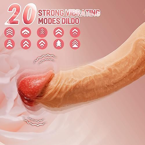 Realistic Vibrating Dildo For Women, Body-Safe Material Lifelike Huge Penis With 20 Vibrations Modes, Strong Suction Cup Anal Dildo For Men G Spot With Curved Shaft And Balls Throat Trainer - Image 2