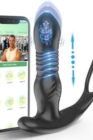 Thrusting Anal Plug - Lealuxes Anal Vibrator With Remote & App Control,10 Vibrating & Thrusting Thrusting Prostate With Ergonomic Design, Male Anal Sex Toys