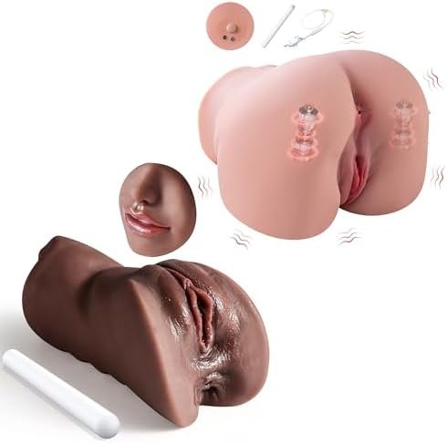 Vibrating Sex Doll Ass Male Masturbator, Drying Stick& Heating Rod&Sex Doll Douche Washer Hose,Torso Hip Realistic Pocket Pussy Ass For Men Couples Vaginal Anal Doggy