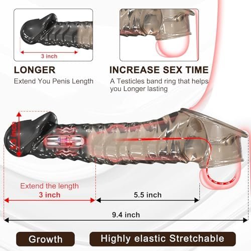 Penis Sleeve Cock Extender Vibrator - Male Sex Toys Reusable Thick Dildo Penis Enlarger Prolong With Cock Ring, Realistic Soft Penis Extension Adult Sex Toy Games For Men Couple, 2 & 3Inch, 2 Sizes - Image 2