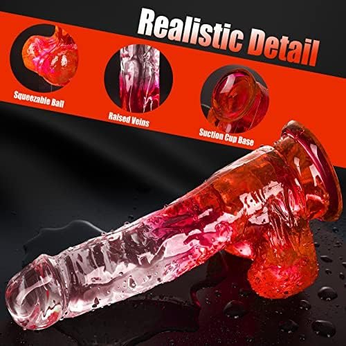 Realistic Dildos, Xinbale 7 Inch Dildo With Suction Cup For Hands-Free Play, Flexible Clear Dildo With Curved Shaft Balls For Vaginal G-Spot And Anal Play - Image 2
