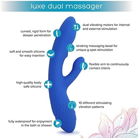 Plusone Luxe Dual Rabbit Vibrator For Women With Stroking Massage Bead - Made Of Body-Safe Silicone, Fully Waterproof, Usb Rechargeable - Dual Vibrating Massager With 10 Vibration Settings - Image 2