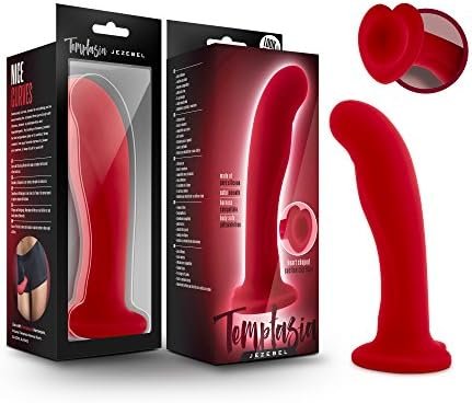 Blush Temptasia Jezebel - 6 Inch Platinum Puria Silicone Ultrasilk Smooth Satin Feel G Spot Dildo - 1.5" Wide - Strap On Compatible Suction Cup - Sex Toy For Women Couples - Crimson
