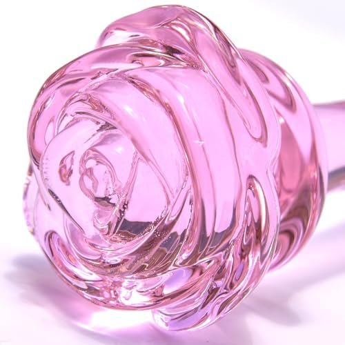 Glass Anal Plug Butt Plug Prostate Massager With Long Neck Rose Round Base And Gradual Head Fetish Bum Plug Anal Dilator Masturbation Sex Toy For Women Men, 5.35 X 1.37 Inch Golden Tjijp - Image 3