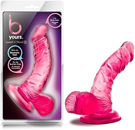 Blush B Yours Sweet N' Hard 8-6 1/2 Inch Soft Realistic Feel Stimulating Curved Dildo - Suction Cup Harness Compatible Easy To Clean Female Male Adult Toys - Sex Toy For Women Men Couples - Pink