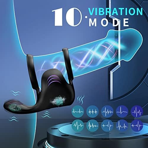 Vibrating Double Penis Cock Ring, 3 In 1 Male Vibrator Penis Ring With 10 Vibration Modes For Prostate Massager, Waterproof Testicles Stimulation Sex Toys Adult Toys & Games For Men Couple - Image 2