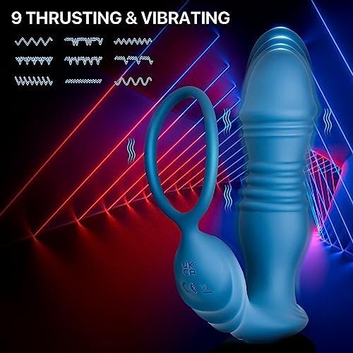 Anal Vibrator Prostate Massager Thrusting Vibrating 9 Modes With Cock Ring Male Sex Toys App & Remote Control Anal Plug - Image 2