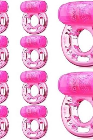 Tisancy 10 Pcs Vibrating Cock Ring Vibrator Disposable Silicone Penis Ring With Clit Stimulator Intimate Toys Soft Penis Vibrating Ring Gifts For Him Or Her Pleasure Couples Adult, Pink