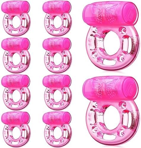 Tisancy 10 Pcs Vibrating Cock Ring Vibrator Disposable Silicone Penis Ring With Clit Stimulator Intimate Toys Soft Penis Vibrating Ring Gifts For Him Or Her Pleasure Couples Adult, Pink