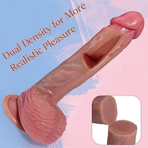 Dual Density Silicone Dildo For Ultra-Lifelike Sex Pleasure, G Spot Dildo Ultra Realistic Dong With Squeezable Head & Balls Adult Sex Toy For Female Hands-Free Masturbation (11 Inch) - Image 2