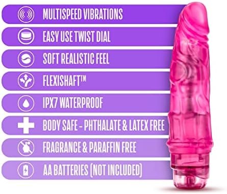 Blush B Yours Vibe 3 - Feels Real Realistic 7.75 Inch Vibrating Dildo - 1.75 In Width - Ipx7 Waterproof - Soft Body Safe Material Multi Speed Bendable Vibrator - Sex Toy For Women Couples - Clear Pink - Image 2