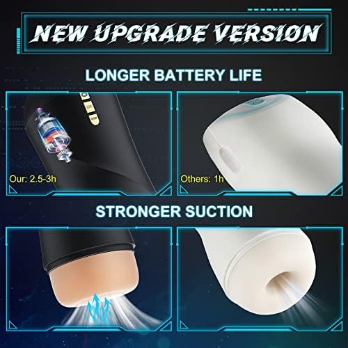 Automatic Male Masturbators Cup, Upgraded Sucking Masturbator Cup With 5 Suction & 10 Vibration Modes, 3D Realistic Textured Sleeve Pocket Pussy Male Stroker Blowjob Sex Toys (Black) - Image 2