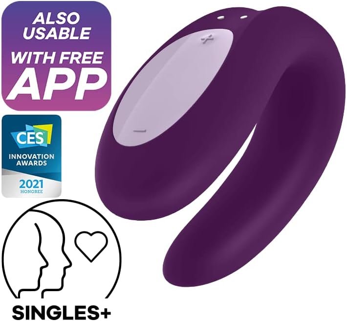 Satisfyer Double Joy Connect App | Partner Vibrator | 2 Strong Power Motors | Waterproof (Ipx7) | Rechargeable Battery | Skin-Friendly Silicone (Violet) - Image 2