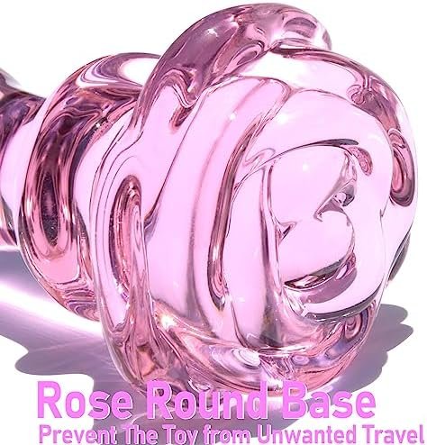 Glass Anal Beads Butt Plug Prostate Massager With Long Neck, Rose Round Base And 4 Gradual Beads Fetish Bum Plug Anal Dilator Masturbation Sex Toy For Women Men, 5.59 X 1.14 Inch Pink Tjijp - Image 3