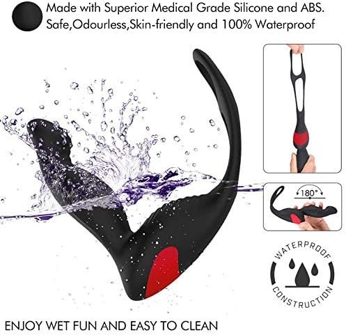 3-In-1 Remote Control Prostate Massager Vibrator With Penis Ring And Ball Loop, 9 Speeds Rechargeable Anal Sex Toy Waterproof G-Spot Vibrating Stimulator For Men Women Couple Black - Image 3