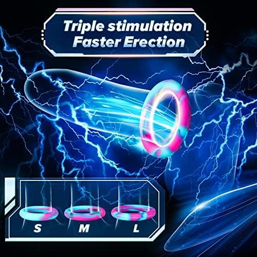 Penis Rings Male Sex Toys - 4 In 1 Super Soft Silicone Cockrings For Men'S Erection, Ruusumaa Colorful Cock Ring Penis Ring Sex Toys For Men Couples, Sex Novelties Adult Sex Toys & Games, 1.16In-1.5In - Image 3