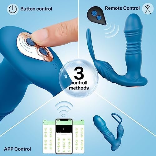 Anal Vibrator Prostate Massager Thrusting Vibrating 9 Modes With Cock Ring Male Sex Toys App & Remote Control Anal Plug - Image 3