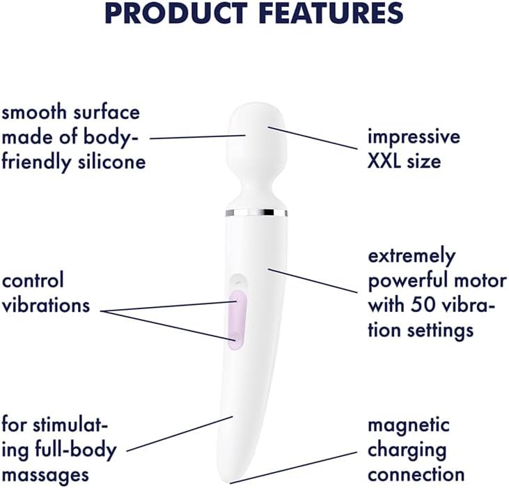 Satisfyer Wand-Er Woman Wand Vibrator - Xxl Personal Massager, Powerful Clitoral Stimulation And Body Massage - Waterproof, Rechargeable (Black) - Image 3
