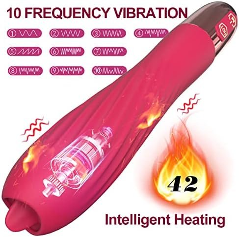 Bullet Vibrator Sex Toys For Women,G Spot Vibrator Clitoral Stimulator 10 Vibration Pattern Licking Vibrating Tongue Rose Toy,Dildo Vibrator For Women Vagina Health Heated Rechargeable Adult Sex Toys - Image 3