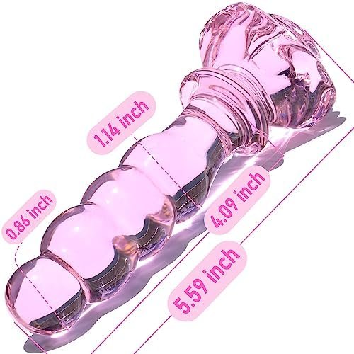 Glass Anal Beads Butt Plug Prostate Massager With Long Neck, Rose Round Base And 4 Gradual Beads Fetish Bum Plug Anal Dilator Masturbation Sex Toy For Women Men, 5.59 X 1.14 Inch Pink Tjijp - Image 2