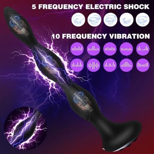 Domlust Dildos Anal Toys Vibrator - 10 Vibrating Anal Beads With E-Stim Shock Heat 50 Multiple Sexual Wellness. 7.87-Inch Deep Anal Plug Male Sex Toys & Women G-Spot Adult Toys For Unisex Black. - Image 3
