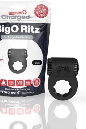 Screaming O - Big O Ritz - Black | Rechargeable Vibrating Cock Ring | Penis Ring, Reusable Vibrator | Couple Sex Toys, Dick Ring For Mutual Pleasure
