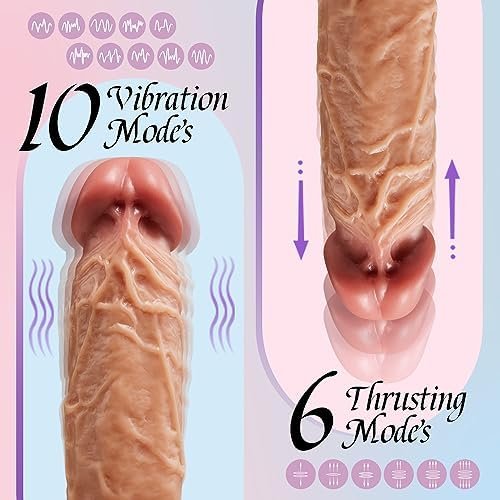 Thrusting Dildo Vibrator With 6 Thrusting &10 Vibration & Heating & Remote Control,Lubisey Realistic Vibrating Dildos, Suction Cup Dildo Sex Machine Toy For Women Anal&G-Spot Stimulation 7.6" - Image 3