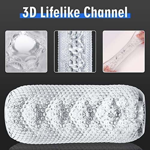 Male Masturbator Cup Masturbate Sleeve Sex Toy, Double-Opened Crystal Vagina Oral Sleeve Transparent Stroker Blowjob Sucking Portable Stroker Easy Clean For Oral Play For Men - Image 3