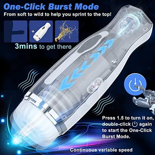 Automatic Male Masturbator With One-Click Burst, 5 Thrusting & Vibration Modes Acvioo Pocket Pussy Strokers Realistic Ultra-Soft Textured Sleeves For Blowjob Adult Sex Toys For Men(White) - Image 2