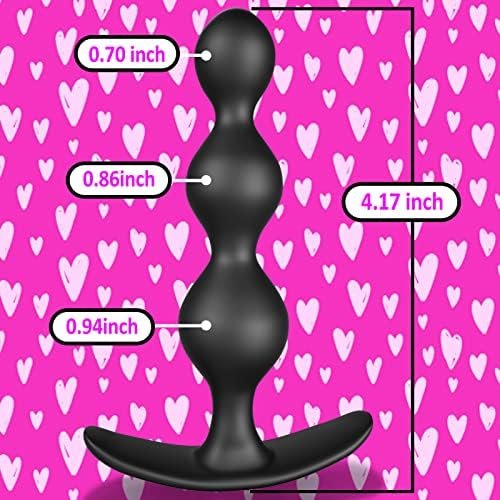 Anal Beads Silicone Butt Plug With Thin Neck & 3 Gradual Beads & Curved Base For Comfortable Long-Term Wear Prostate Massager Sex Toy For Men Women Beginners Tjijp - Image 2