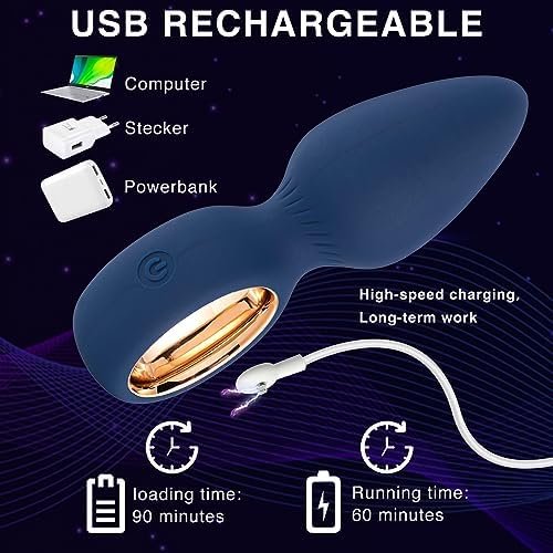 Anal Plug Vibrator, Adult Sex Toys, Vibrating Butt Plug, Male Prostate Massager, Sensory Toy For Men Women, Blue - Image 3