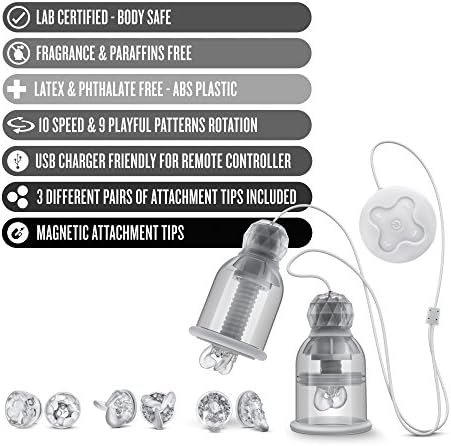 Blush Temptasia Titillator - 90 Modes Nipple Play Stimulator - Tongue Licking, Sucking Rotating Nipple Clamp - Breast Orgasm Massager Stimulation - Rechargeable With Remote - Sex Toys For Women & Men - Image 2