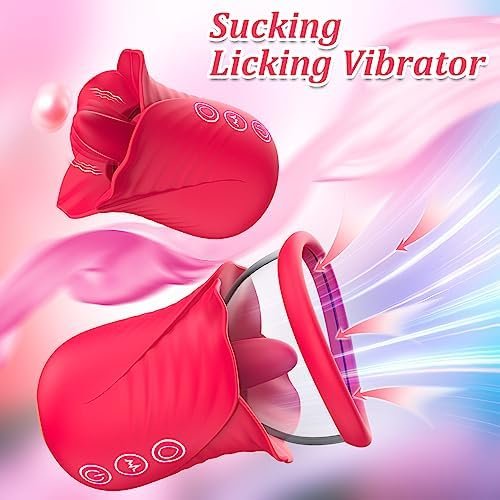 Rose Sex Toy Adult Toys - Womens Sex Toys Sucking Vibrator Rose Vibrators Nipple Clitoral Stimulator With 2 In 1 Licking & Sucking, 10 Vibration & 6 Suction Modes Adult Toy For Women - Image 2