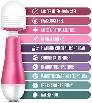 Blush Noje Jules - Mini Vibrator Massage Wand - Rumble Tech Powered 10 Vibrating Functions - 3 Silicone Attachments For Unique Sensations - Rechargeable - Waterproof Wellness Massager For Women - Rose - Image 2