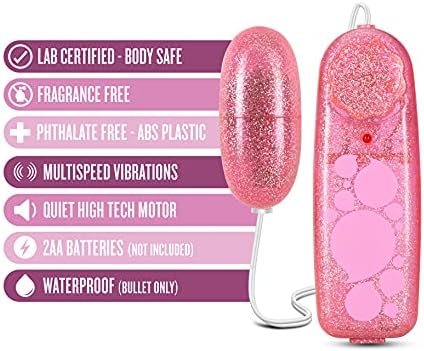 B Yours Glitter Power Bullet - Remote Control Vibrator - For Vaginal, Clitoral, Nipple Stimulation - Use During Foreplay, Intercourse - Versatile Sex Toy For Beginners, Men, Women, Couples - Blue - Image 2
