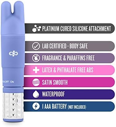 Rose Revitalize Massage Kit - Massager, Clitoral, External Massager Vibrator - 3 Ultrasilk Smooth Puria Silicone Attachments For Pleasure, Stress Relief - Waterproof - Pocket Sized - Periwinkle - Image 2