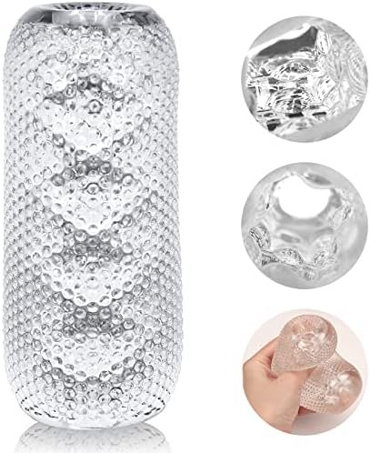 Male Masturbator Cup Masturbate Sleeve Sex Toy, Double-Opened Crystal Vagina Oral Sleeve Transparent Stroker Blowjob Sucking Portable Stroker Easy Clean For Oral Play For Men