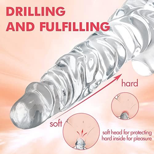 Huge Realistic Dildo,Xxl Clear G Spot Dildo For Women,Small Glans Big Thick Penis With Special Curve Design For Quick Orgasm,Strong Suction Cup Lifelike Dildo For Hands-Free Play(11.8 * 2.75)… - Image 3