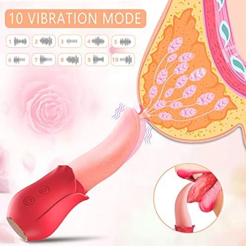Rose Vibrators, Rose Sex Stimulator For Women, Clitoral G Spot Tongue Licking Vibrator Nipples Massager Vaginal Anal Breast Sex Toys For Female Masturbation & Couples Foreplay - Image 3