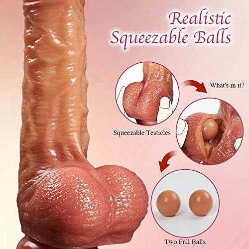Realistic Thick Dildo,Liquid Silicone Dildo For Women,G-Spot Flexible Mens Cock,Lifelike Anal Dildo For Hands-Free Play,Skin-Friendly Fake Penis With Full Shaped Balls,Adult Sex Toys With Huge Dong - Image 3