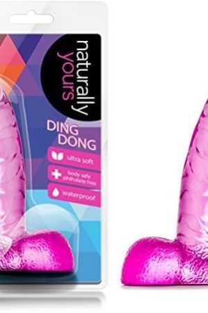 Blush Naturally Yours Ding Dong - 5 1/2 Inch Realistic Smooth Slim Translucent Beginner Stimulating Dildo - Fragrance Free Small Curved Female Male Adult Toys - Sex Toy For Women Men Couples - Pink