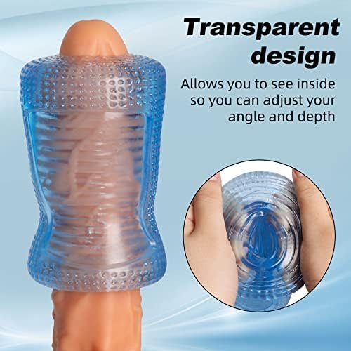 Male Masturbator, Transparent Pocket Portable 3D Faux Pussy Texture Masturbation Stimulation Penis Adult Men Sex Toys & Games - Image 2