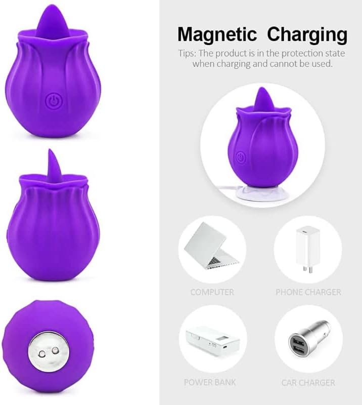 Rose Sex Toy For Women -Rose Sucking Vibrator Clitoral Nipple Stimulator With 10 Modes, G Spot Dildo Vibrator Rose Sucker, Rose Sex Toy For Women Female Couples Adult Sex Toys(Purple) - Image 3