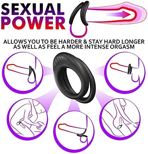 Dual Penis Rings Male Delay Ejaculation Cock Ring Scrotum Restraint Ring Penis Sleeve Penis Lock Sex Toys Products For Men For Couples - Image 2