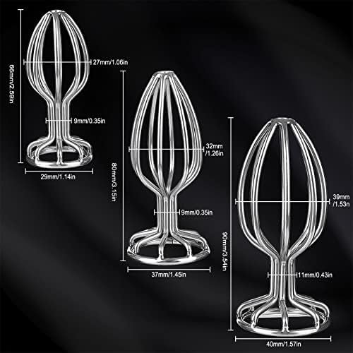 Boruite Anal Butt Plug Set 3 Pcs, Hollow Round-Base Design Anal Plug Trainer Kit, Metal Butt Plus Beginners Set Anus Vulva Vagina Dilator Sex Toy Butt Dilator Anal Expander Plug, Silver - Image 3