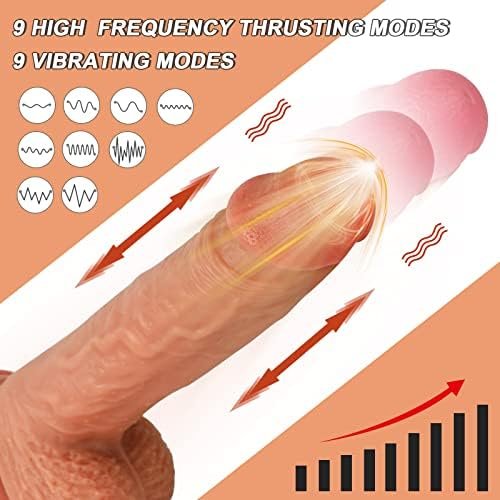 High-Frequency Thrusting Dildo Vibrator - 8.8" Realistic Thrusting Dildo Thick Penis Dildo With Strong Suction Cup For G Spot Anal Prostate Massager, Remote Control Dildo With 9 Thrusting 9 Vibrating - Image 2
