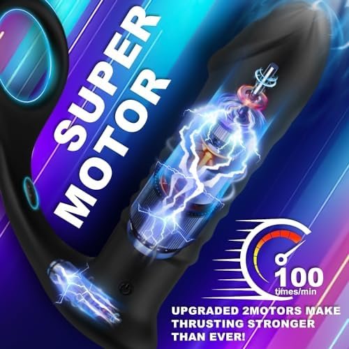 Hgrotp Adlut Sex Toys For Men- Thrusting Anal Prostate Massager With Cock Rings,Remote Control Anal Butt Plug For Men Masturbator-9 Thrusting & 9 Vibration Modes,Waterproof (Black) - Image 3