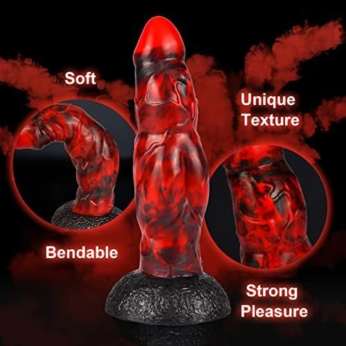 Realistic Dildo Neat And Unique, 7.48 Inch Colorful Dildo Black Red With Strong Suction Cup For Hands-Free Play Adult Sex Toys For Women Men And Couples - Image 3