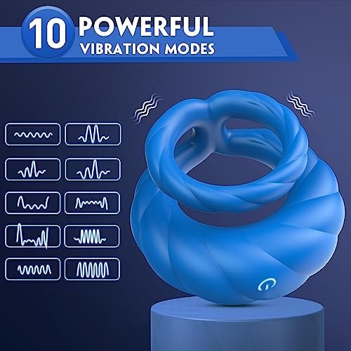 Vibrating Double Penis Cock Ring With 10 Vibration Modes, Adult Male Sex Toys For Men Longer Harder Stronger, Silicone G Spot Vibrator Dildo, Couples Sex Toys & Games - Image 2